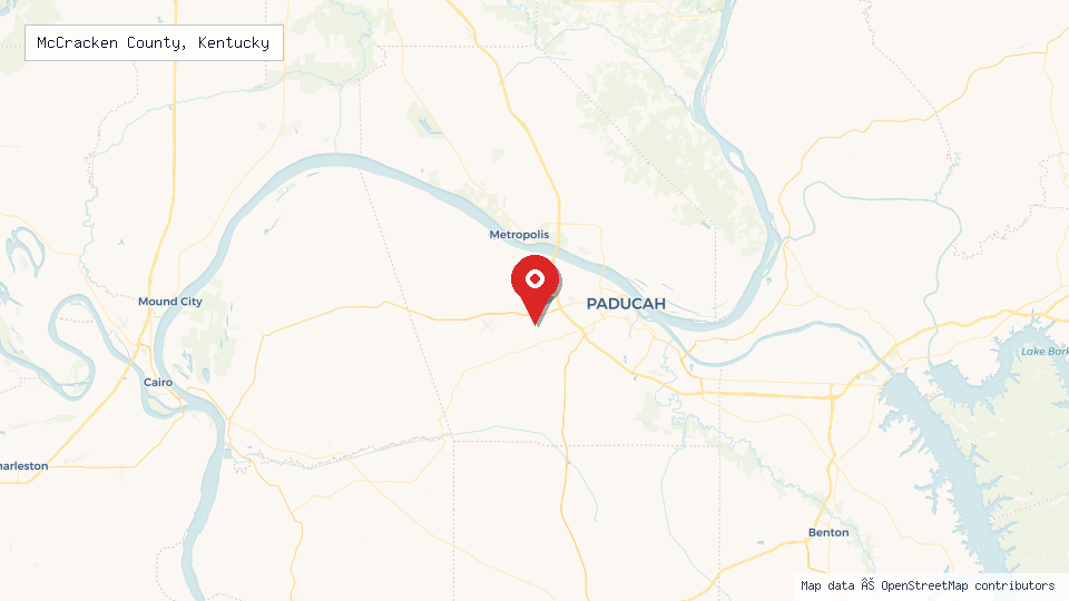 Street map of McCracken County, Kentucky with location pin