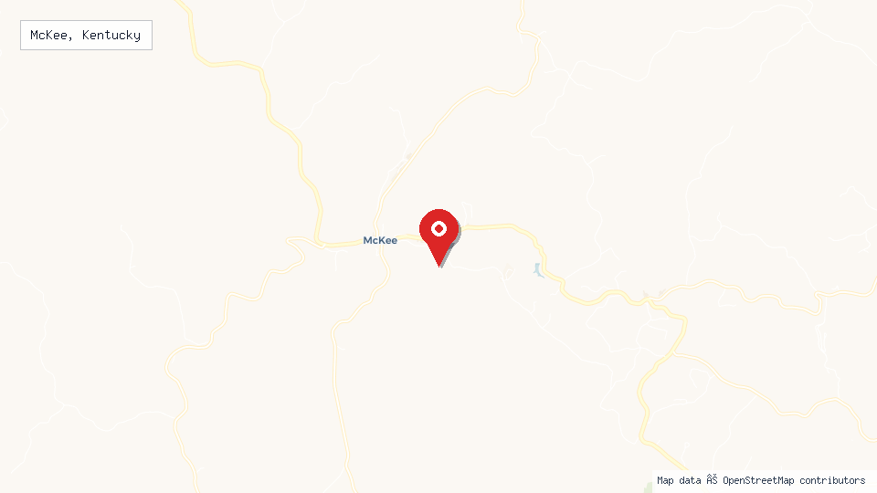 Street map of McKee, Kentucky with location pin