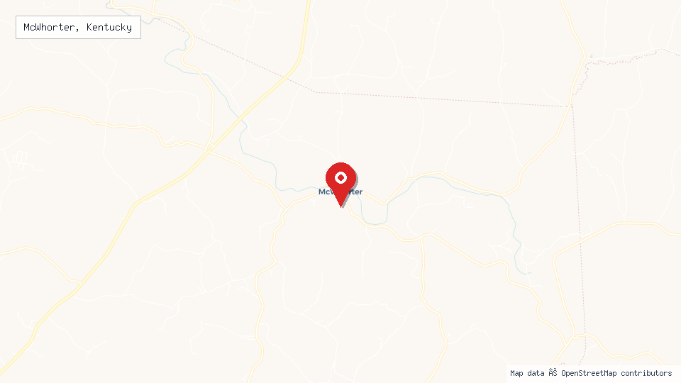 Street map of McWhorter, Kentucky with location pin