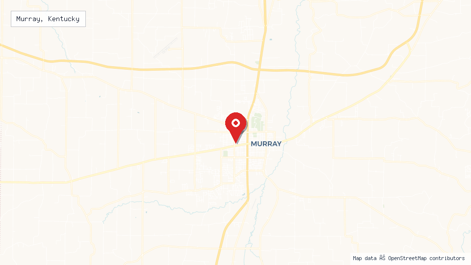 Street map of Murray, Kentucky with location pin