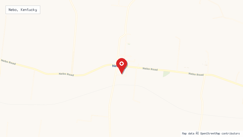 Street map of Nebo, Kentucky with location pin