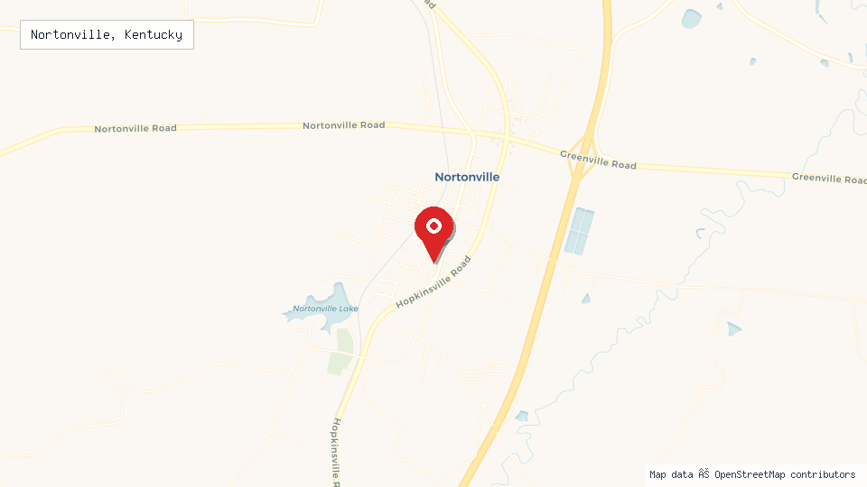 Street map of Nortonville, Kentucky with location pin