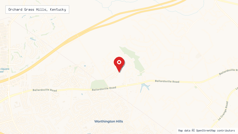 Street map of Orchard Grass Hills, Kentucky with location pin