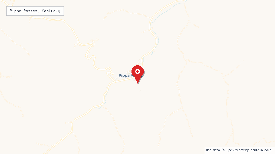 Street map of Pippa Passes, Kentucky with location pin