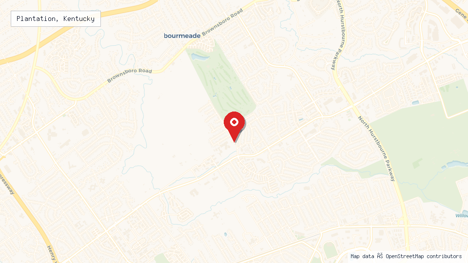 Street map of Plantation, Kentucky with location pin