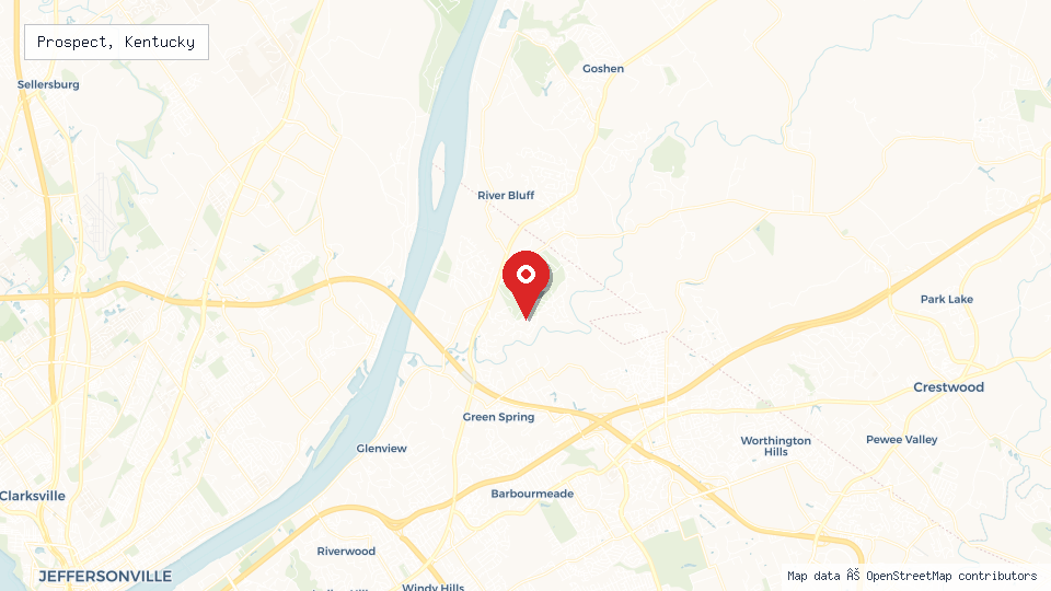 Street map of Prospect, Kentucky with location pin