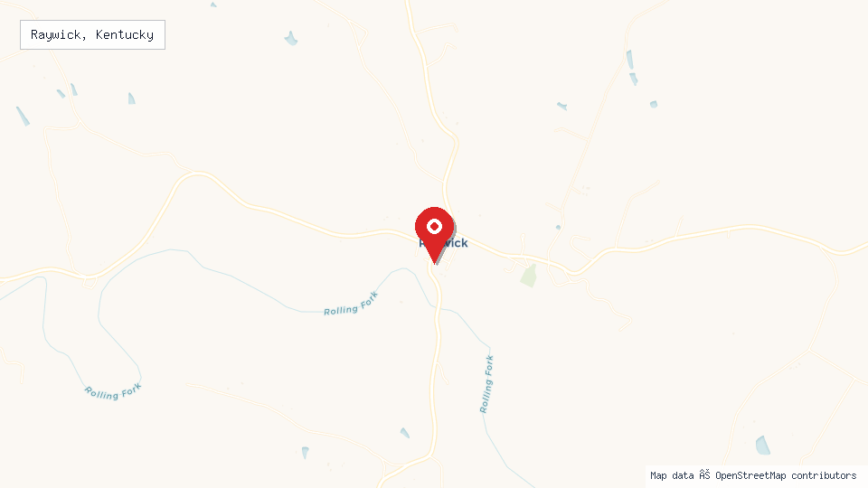 Street map of Raywick, Kentucky with location pin