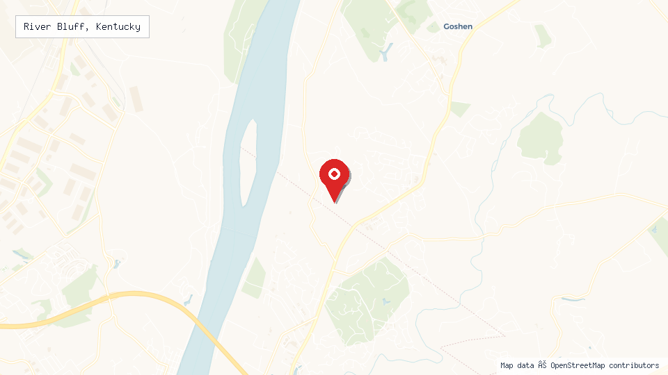 Street map of River Bluff, Kentucky with location pin