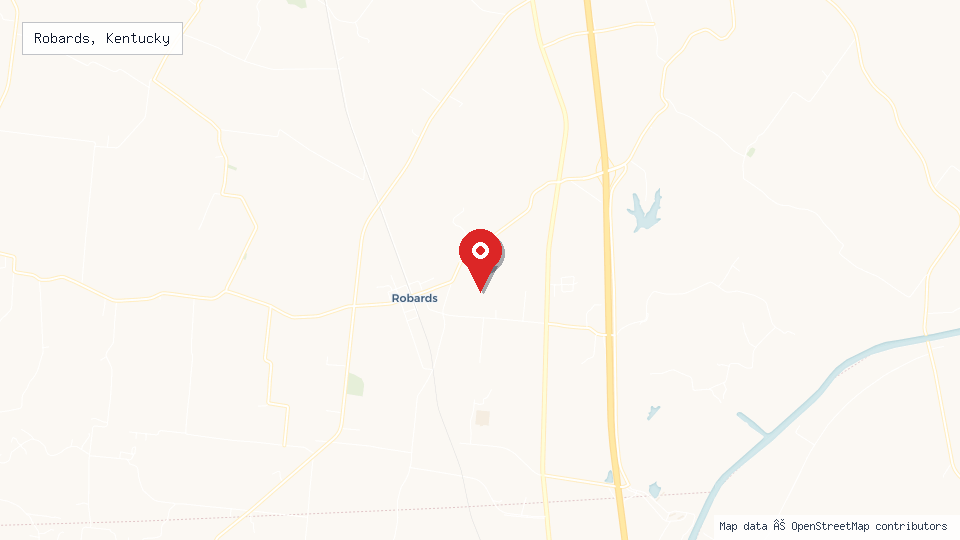 Street map of Robards, Kentucky with location pin