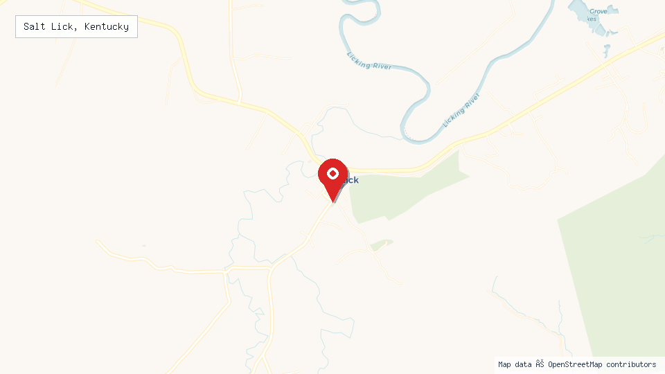 Street map of Salt Lick, Kentucky with location pin