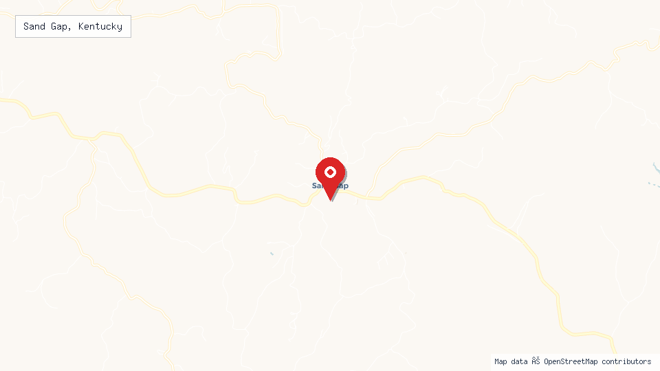 Street map of Sand Gap, Kentucky with location pin