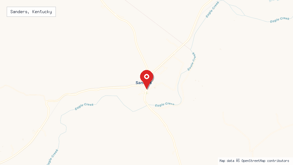 Street map of Sanders, Kentucky with location pin