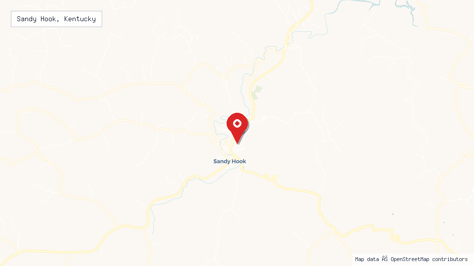 Street map of Sandy Hook, Kentucky with location pin
