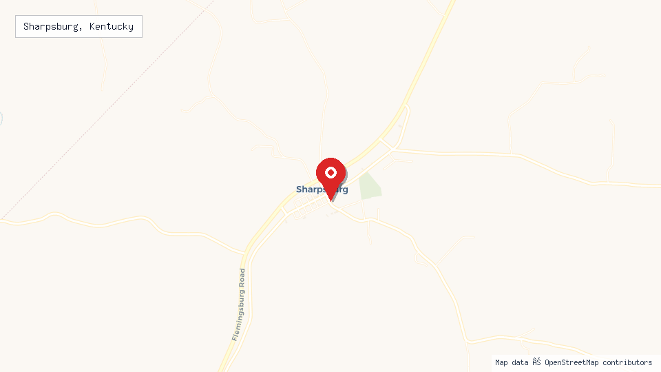 Street map of Sharpsburg, Kentucky with location pin