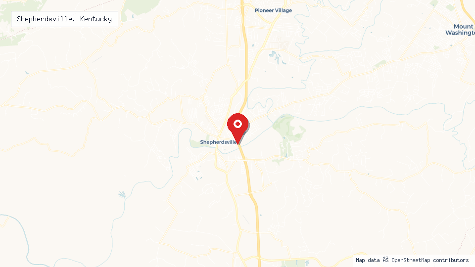 Street map of Shepherdsville, Kentucky with location pin