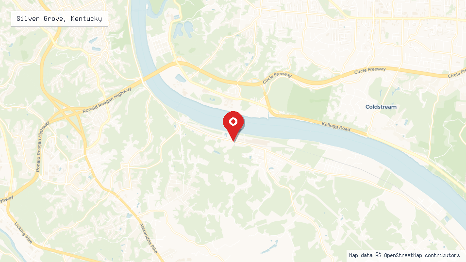 Street map of Silver Grove, Kentucky with location pin