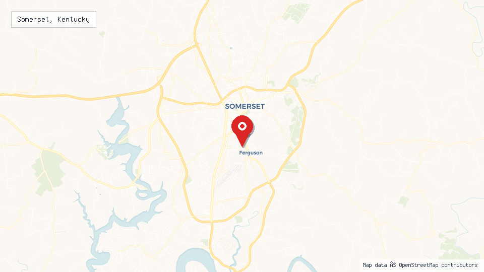 Street map of Somerset, Kentucky with location pin