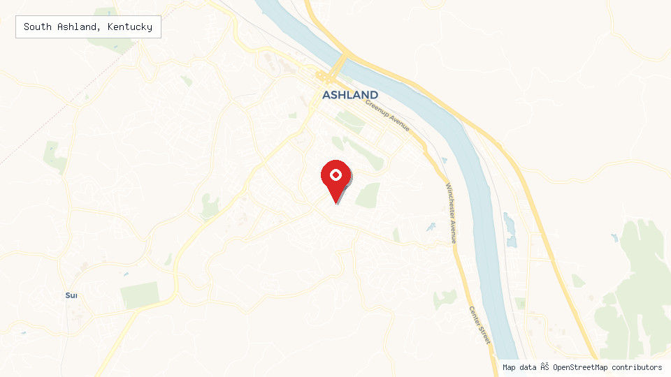Street map of South Ashland, Kentucky with location pin