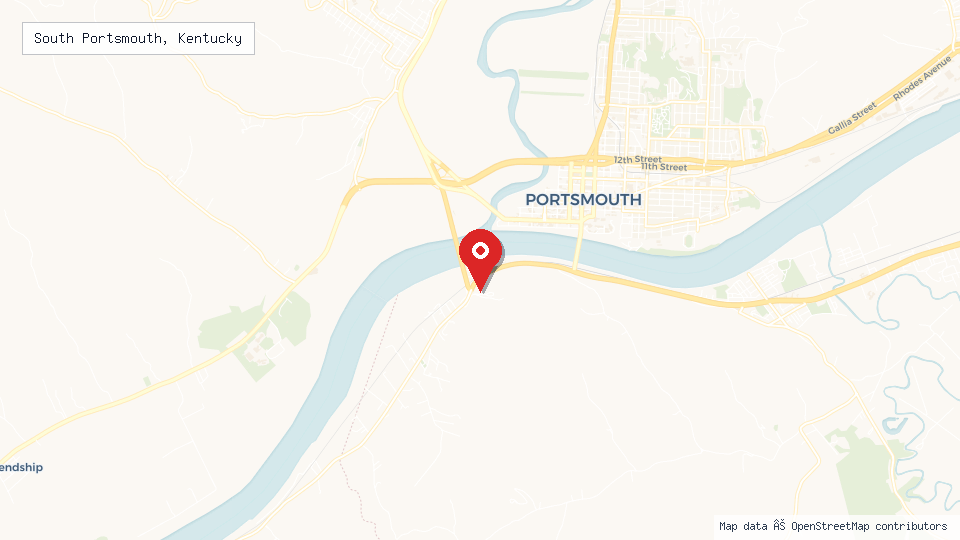 Street map of South Portsmouth, Kentucky with location pin