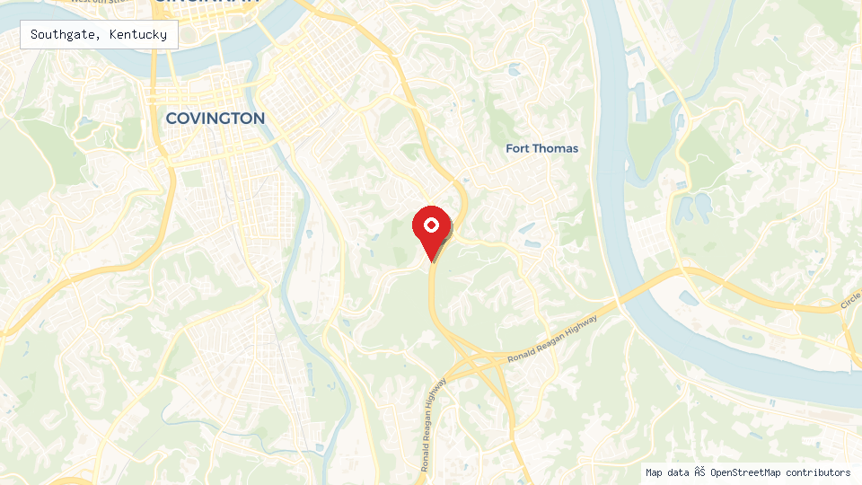 Street map of Southgate, Kentucky with location pin
