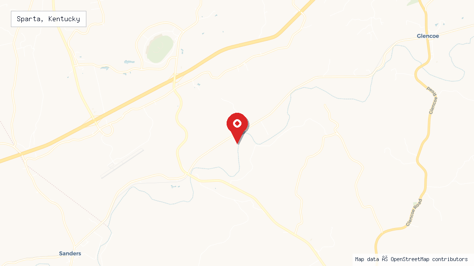 Street map of Sparta, Kentucky with location pin
