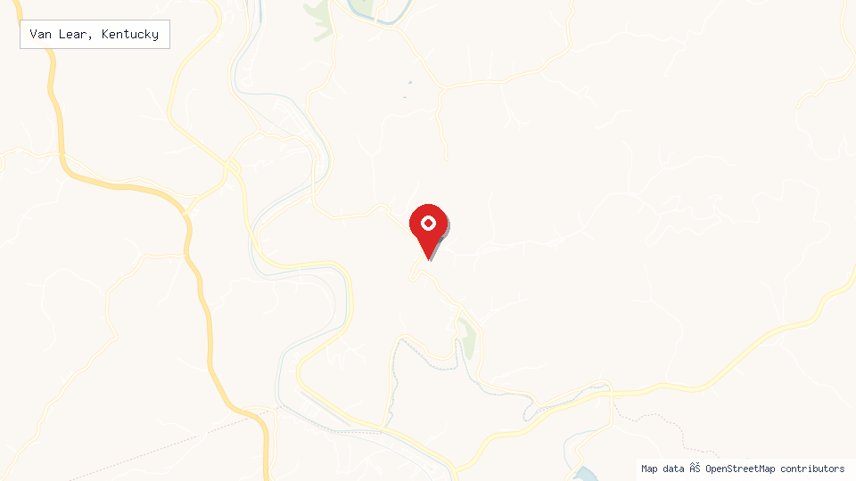 Street map of Van Lear, Kentucky with location pin