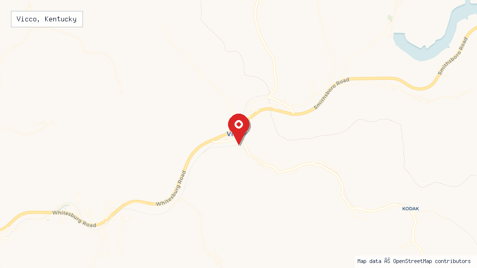 Street map of Vicco, Kentucky with location pin