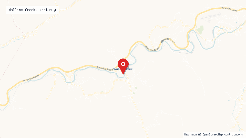 Street map of Wallins Creek, Kentucky with location pin