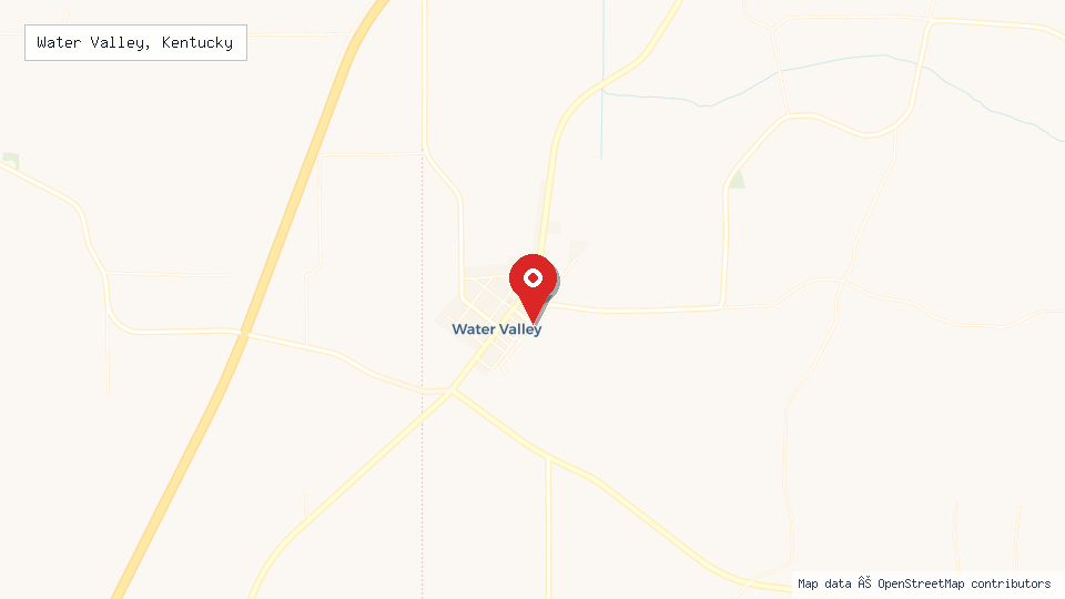 Street map of Water Valley, Kentucky with location pin