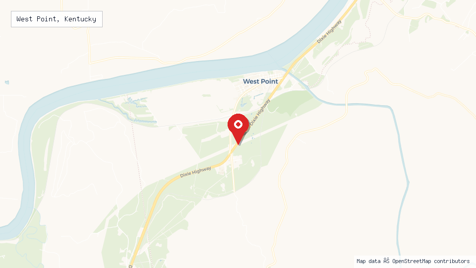 Street map of West Point, Kentucky with location pin