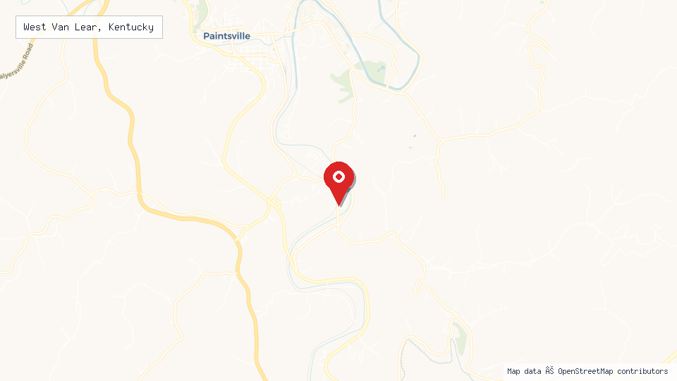 Street map of West Van Lear, Kentucky with location pin