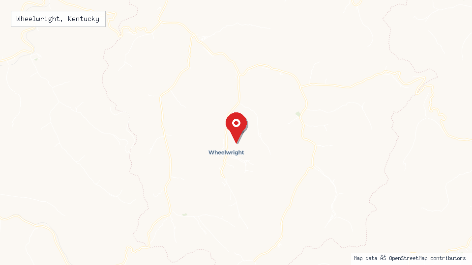 Street map of Wheelwright, Kentucky with location pin