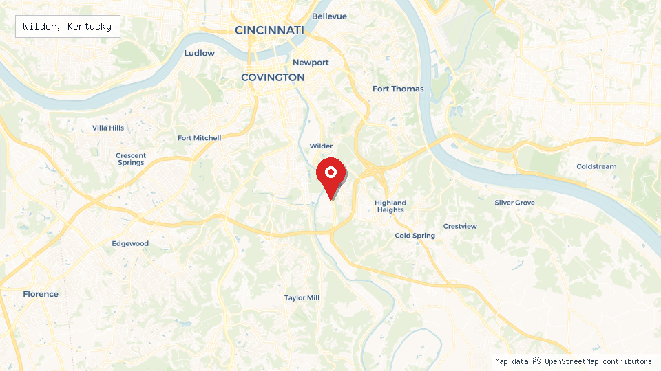 Street map of Wilder, Kentucky with location pin