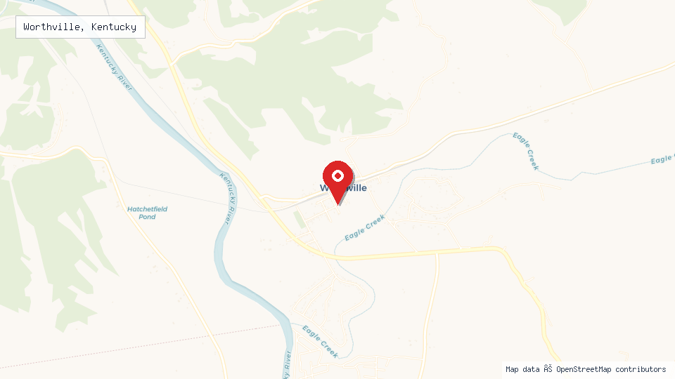 Street map of Worthville, Kentucky with location pin