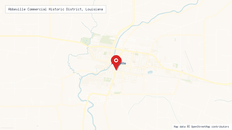 Street map of Abbeville Commercial Historic District, Louisiana with location pin