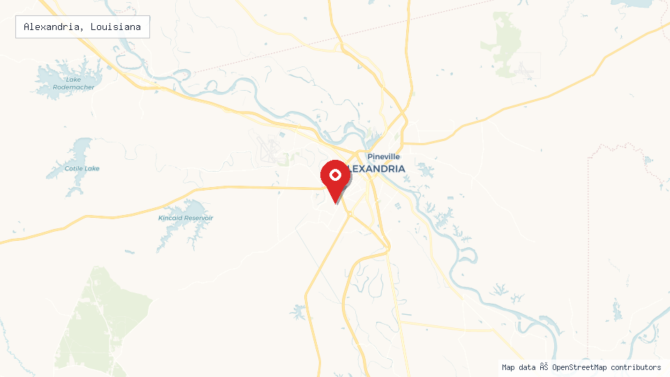 Street map of Alexandria, Louisiana with location pin