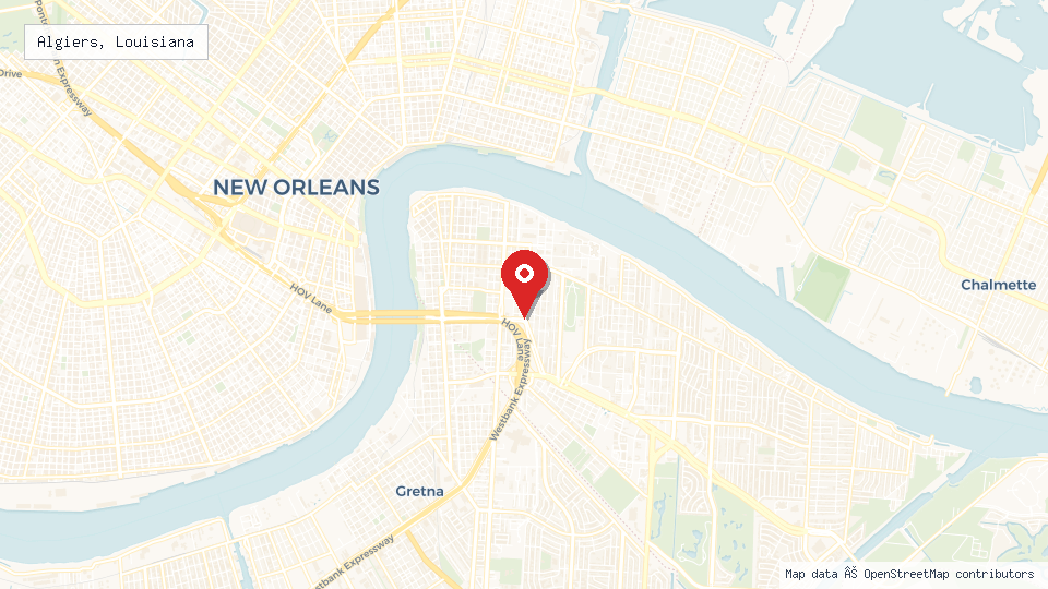 Street map of Algiers, Louisiana with location pin