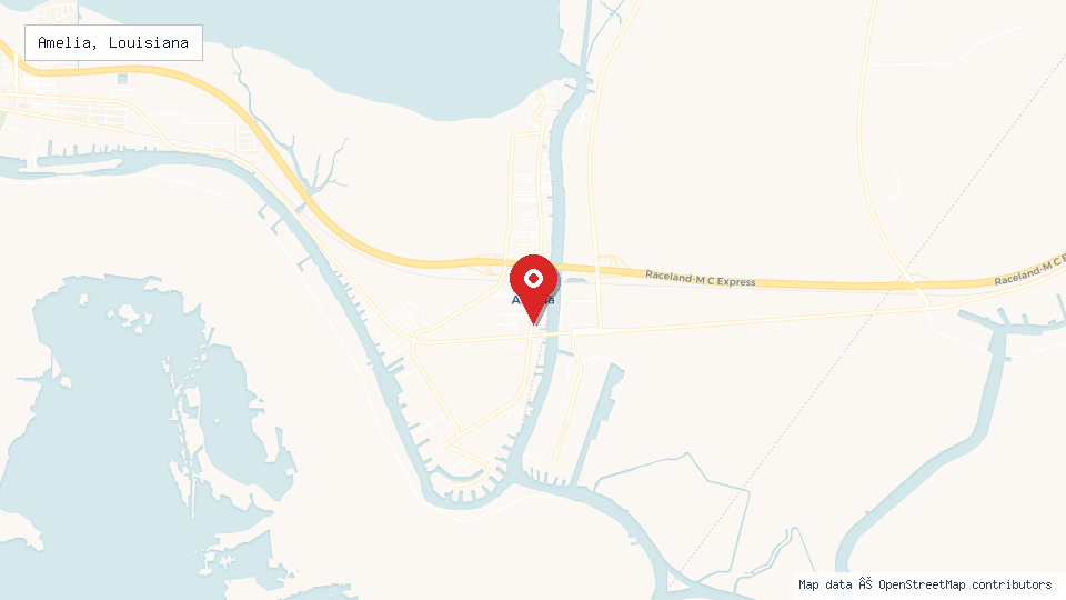Street map of Amelia, Louisiana with location pin