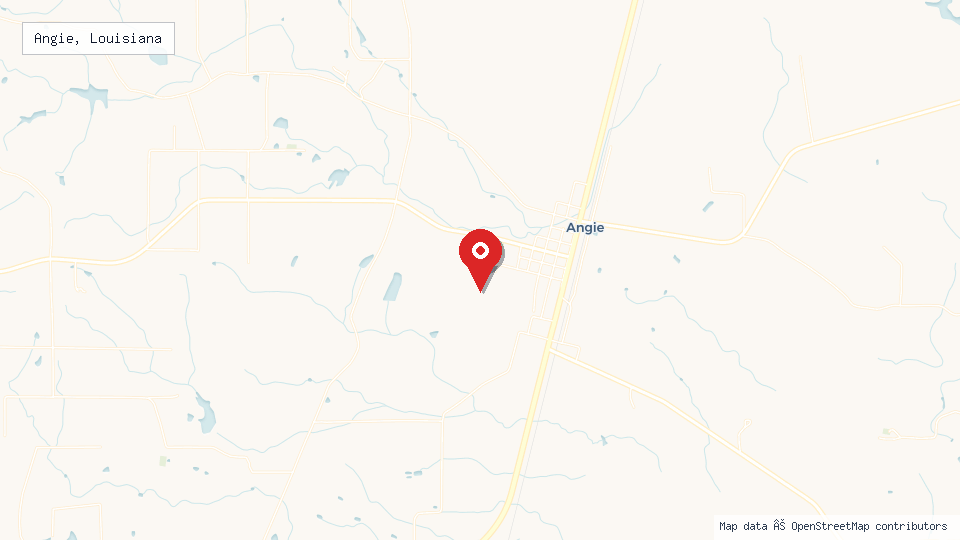 Street map of Angie, Louisiana with location pin
