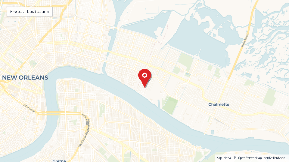 Street map of Arabi, Louisiana with location pin