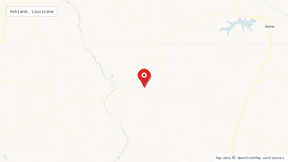 Street map of Ashland, Louisiana with location pin