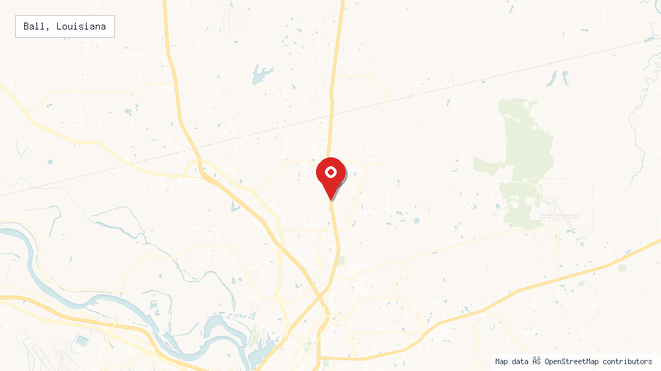 Street map of Ball, Louisiana with location pin