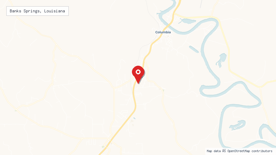 Street map of Banks Springs, Louisiana with location pin