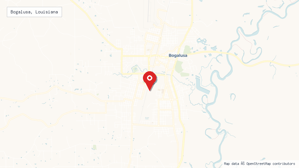 Street map of Bogalusa, Louisiana with location pin