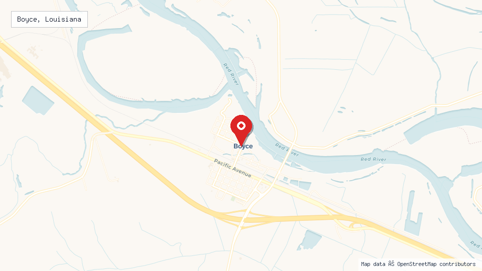 Street map of Boyce, Louisiana with location pin