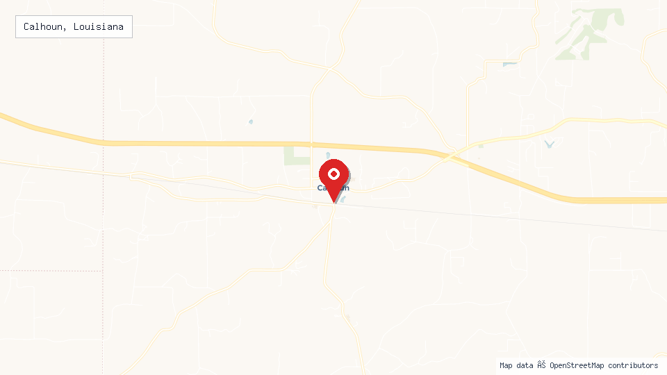 Street map of Calhoun, Louisiana with location pin