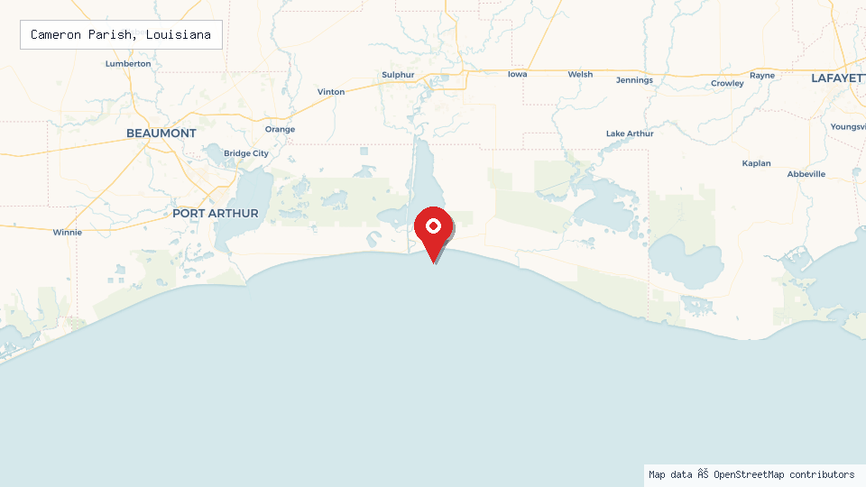Street map of Cameron Parish, Louisiana with location pin
