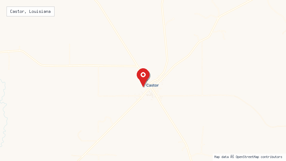 Street map of Castor, Louisiana with location pin