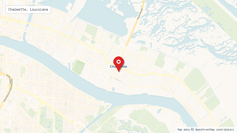Street map of Chalmette, Louisiana with location pin