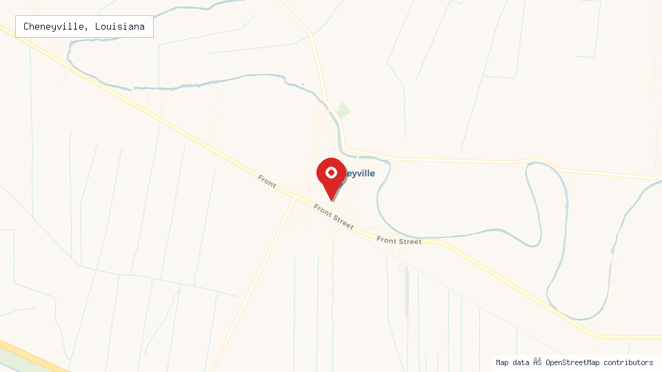 Street map of Cheneyville, Louisiana with location pin